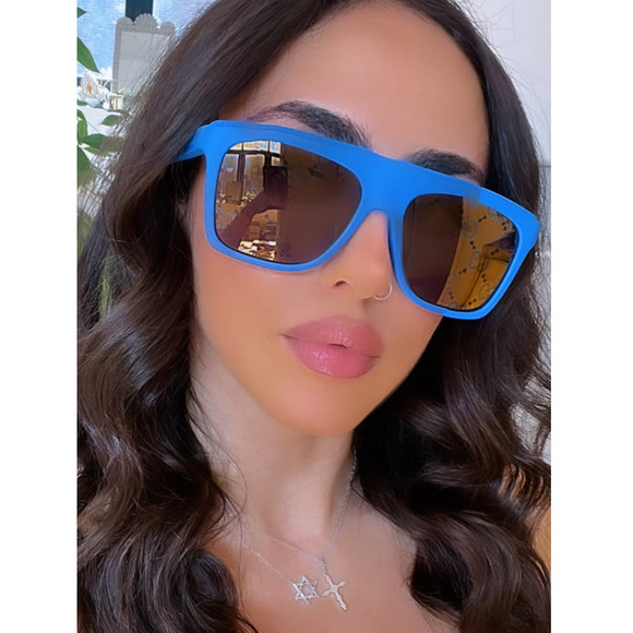 NEW Gucci GG1570S Blue Mirror Logo Sunglasses - Picture 8 of 8